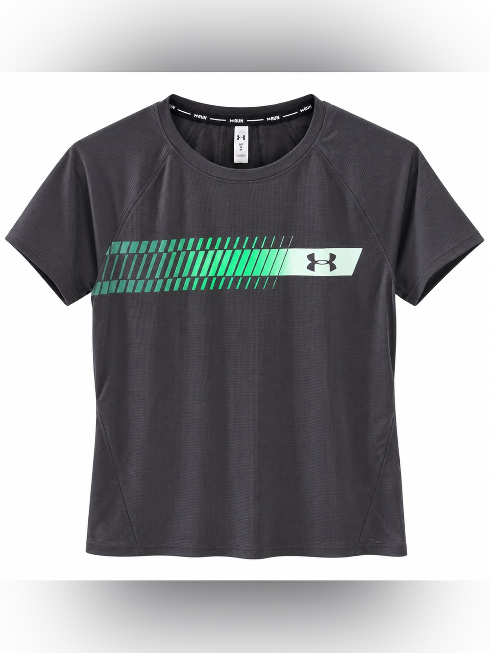 Under Armour Women’s Charcoal Gray Short-Sleeve Tee with Green Gradient Graphic